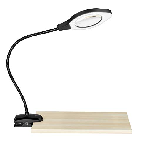 2-4X Magnifying Lamp with LED Light, 5 Year Warranty 3 Brightness Settings, Adjustable Goose Neck, Weighted Bottom for Stability. Perfect for Reading, Crafts,Work - Thumbnail 3