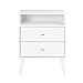 Prepac Milo Mid-Century Modern 2 Drawer Nightstand with Open Shelf, Bedside Table, Contemporary Bedroom Furniture, 16