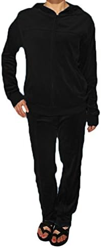 Chebella Women's Velour Suit Set,Small,Black