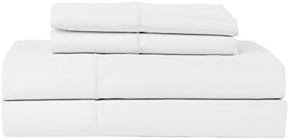 PERTHSHIRE PLATINUM COLLECTION T840 Solid 100-Percent Egyptian Cotton Sateen Sheet Set, King, White