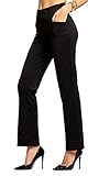 Conceited Women's Dress Pants - Slim and Bootcut - 7 Colors - by (Medium, Bootcut Black)
