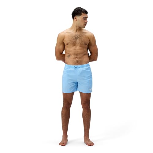 Speedo Herren Watershort Badehose 16"| Schnell trocknend | Bequemer Sitz | Klassischer Style | Tunnelzugbund Schwimmbekleidung, Sugar Blue/Celeste/Iris Mirror, M