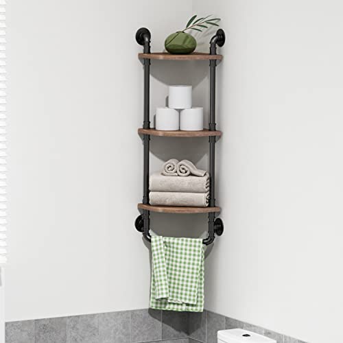 MCleanPin Industrial Pipe Corner Shelving,Rustic Corner Shelf Wall