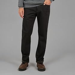 Fleece-Lined Regular Fit Jeans in Jet Black