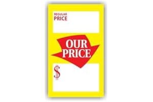 LINCO Regular Price - Our Price Tags, 3.75" x 2.25", Yellow & Red 12 pt. Stock - Pack of 25 Tags
