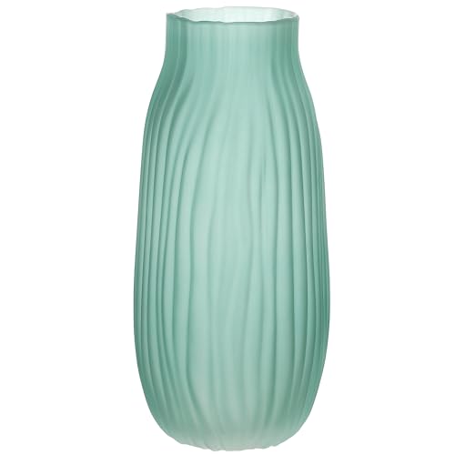 Modern Ribbed Glass Vase 12in