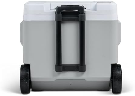 IE42 Frigo Elettrico, 12V e 230V, 42L – Mini Frigorifero Compatto per Auto, Campeggio, Viaggi, Barca e Festival – Con Ruote, Maniglia Telescopica, Vano Portacavo e Modalità Eco/Max