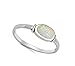 White Simulated Opal Oval Cute Ring New .925 Sterling Silver Band Size 9