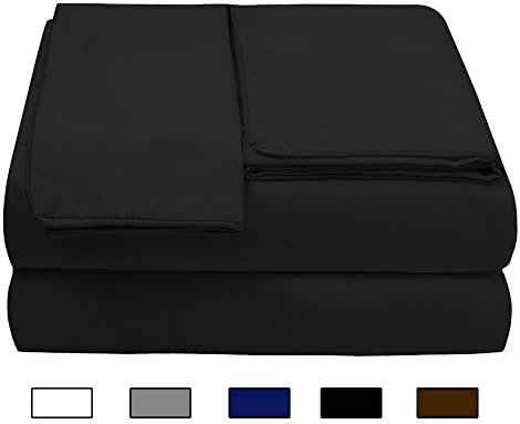 Bed Sheet Set (Full,Black)Deep Pocket Soft 1800 Double Brushed Microfiber Hypoallergenic Bedding Wrinkle, Fade, Stain Resistant - Flat Sheet,Fitted Sheet &amp;2 Pillow Cases - 4 Piece