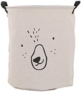 good01 Folding Laundry Bag Cute Bear Round Bucket Canvas Toy Clothes Storage Basket (Grey)