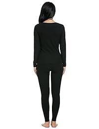 Ekouaer largas ropa interior forro polar invierno térmico Base Capas de la mujer Set