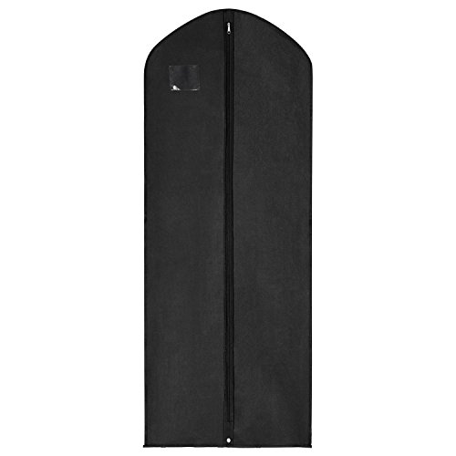 MaidMAX 60'' Extra Long Garment Bag Suit Garment Cover with a Transparent Label Holder, Zipper and Inside Pocket, Black