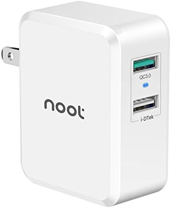 noot products 30W Dual USB Wall Charger with Qualcomm Quick Charge 3.0 and i-DTek Technology Foldable Plug for iPhone, iPad, Samsung Galaxy, Nexus, Google, HTC, Motorola, LG and More