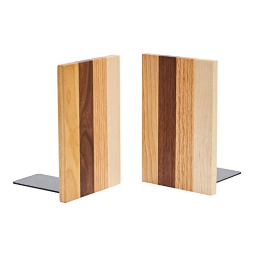 Pandapark Wood Bookends,Nature Coating,Decorative Bookend,6''X4'',1Pair in Pack, (American Dream)