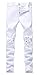 Men's White Skinny Ripped Slim Fit Stretch Designed Destroyed Denim Jeans, W34