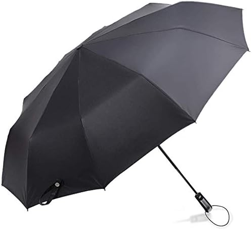 Kalovin Windproof Auto Umbrella - 10 Reinforced Fiberglass Ribs Compact Folding Travel Umbrella for Women & Men with Ergonomic Handle