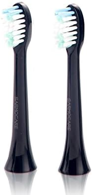 YUMQUA Dual Clean Electric Toothbrush Replacement Brush Heads for S100 2-pack (Black)