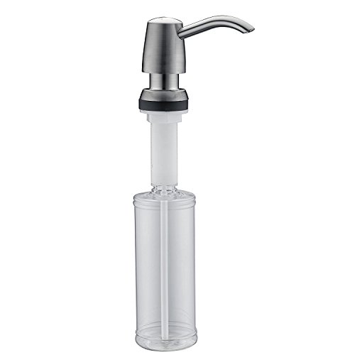 GICASA Commercial Built In Deck Mount Brushed Nickel Pump Liquid Lotion Kitchen Countertop Soap Dispenser, with 320ml Bottle
