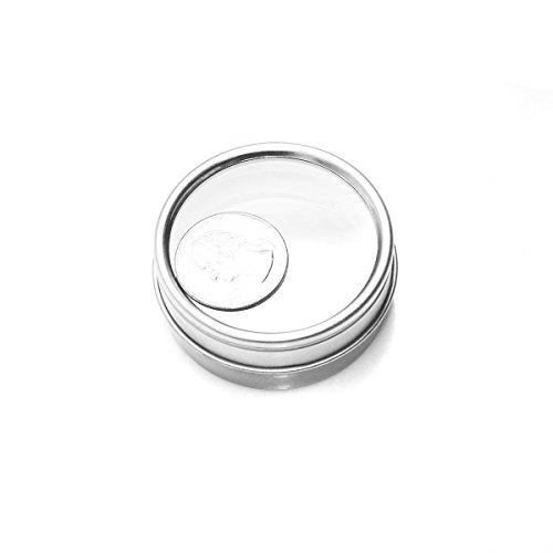 Mimi Pack 1 oz Tins 24 Pack of Shallow Window Top Round Tin Containers with Lids For Cosmetics, Party Favors and Gifts (Silver)