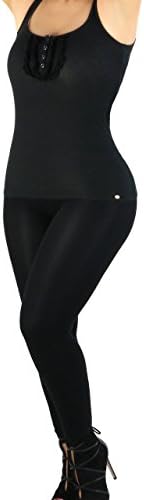 YAHAIRA INC. Women's Smooth Shapely Seamless Double Layer Waistband Leggings Small BLACK