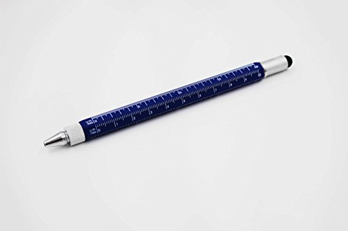 6 in 1 Multitool Pen with Gift Box - Includes 1 Ballpoint Pen, Universal Stylus Pen, Ruler,Flat and Phillips Screwdriver Bit, Level Gauge - The Perfect Multi-Function Gadget (Matte blue)