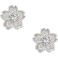 BZG Flower earrings Sterling Silver Cubic-zirconia Stud Earrings Flower stud earrings Earring for women Hypoallergenic earrin