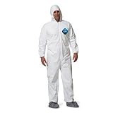 DuPont TY122S Disposable Elastic Wrist, Bootie & Hood White Tyvek Coverall Suit 1414, XX-Large