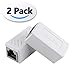 Ethernet RJ45 Adapter (2Pack) - XINCA Shielded in Line RJ45 Coupler for Cat7 Cat6 Cat5e Ethernet Cable Extender Connector - Female to Female (White - 2Pack)