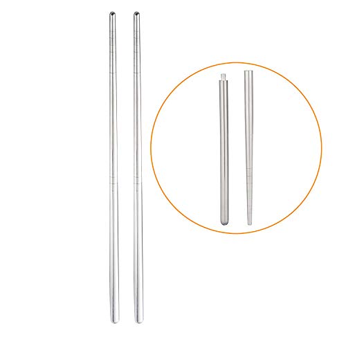 Stainless Steel Foldable Chopsticks Fork Spoon Flatware Set Reusable Chinese Tableware Gift Box for Travel Camping Chopsticks Fork Spoon 3 Pcs - Thumbnail 3