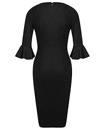 ANGGREK vestido de mujer con mangas de campaña y cuello en V para oficina y trabajo