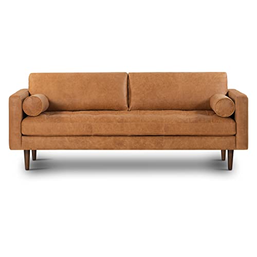 POLY & BARK Napa Leather Couch 88.5Inch Leather Sofa with Tufted