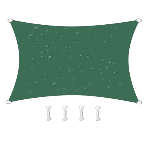 Photo 1 of HOMPER 6.5' x 10' Waterproof Sun Shade Sail Canopy Effectively 95% UV Block, Oxford Fabric, for Patio, Balconies, Lawn Garden, Party, Outdoor Activities (, Dark Green)