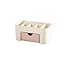 Space Saving Plastic Office Supplies Desk Organizers,SMYTShop 6 Cells Pen Holder/Cell Phone Holder/Cosmetic Holder with a Drawer (Pink)