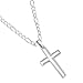 XP Jewelry Men's Sterling Silver Cross Pendant Figaro Chain Necklace Italian Made - Choose Width and Length