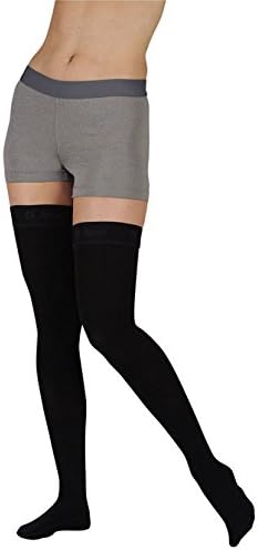 JuzoSoft 2002 Thigh-High 30-40mmhg Compression Open Toe Stocking, Short