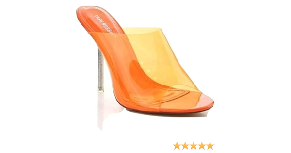 orange stiletto heels