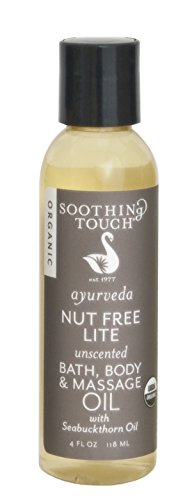 Soothing Touch Nut Free Lite Organic Bath Body & Massage Oil, Unscented, 4 Ounce