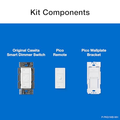 Lutron Caseta 3 Way Smart Dimmer Light Switch Kit, Includes Pico Remote, Bracket, and LED Dimmer Switch, No Neutral Required, P-PKG1WB-WH - View 17