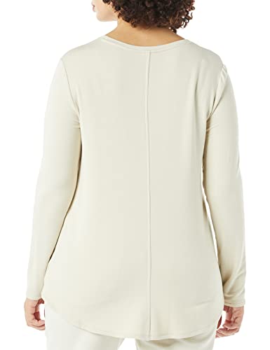 AMAZON ESSENTIALS WOMEN’S SUPERSOFT TERRY REGULAR-FIT LONG-SLEEVE SHIRTTAIL HEM SHIRT (PREVIOUSLY DAILY RITUAL), SAND, XX-LARGE