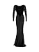 TOB Women's Sexy Long Sleeve Backless Ruched Evening Prom Mermaid Dress Black