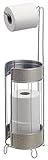 mDesign Free Standing Toilet Paper Holder for Bathroom - Metallic
