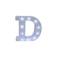 Royal Brands Decorative DIY LED Letter Light Sign - Light Up Wooden Alphabet Letter Battery Operated Party Wedding Marquee Décor - White (D)