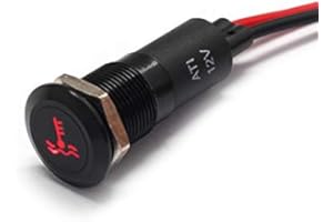 Alpinetech PLB12MS 12mm 1/2" 12V LED Metal Signal Indicator Pilot Dash Light (Temperature Warning)