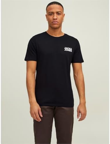 Jack&Jones Essentials - Camiseta para Hombre, Negro/Paquete: 1 Negro, 1 Azul Marino, 1 Blanco, M