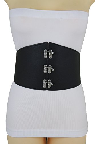 TFJ Women Fashion Elastic Wide Waistband Corset Belt Waist Hip Black Plus L XL XXL