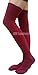 AM Landen Cotton Thigh Highs Socks Over Knee Socks Leg Warmer(Black+Burgundy, XL-Wide)