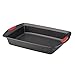Rachael Ray Yum-o! Nonstick Baking Pan With Grips/ Nonstick Cake Pan with Grips, Rectangle - 9 Inch x 13 Inch, Gray with Red Grips