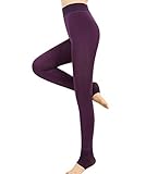 Romastory Winter Warm Women Velvet Elastic Leggings Pants (Purple)