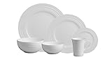 Mikasa Swirl White 36-pc Bone China Dinnerware Set, Service for 6
