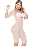 Salome 0525 Women Post Surgery Full Body Shaper Zipper Sleeves Shapewear Fajas Colombianas Reductoras Moldeadoras Completas Post-operatorias Beige XL